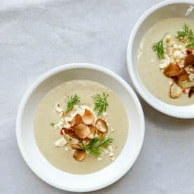 Jordskokkesuppe med torsk